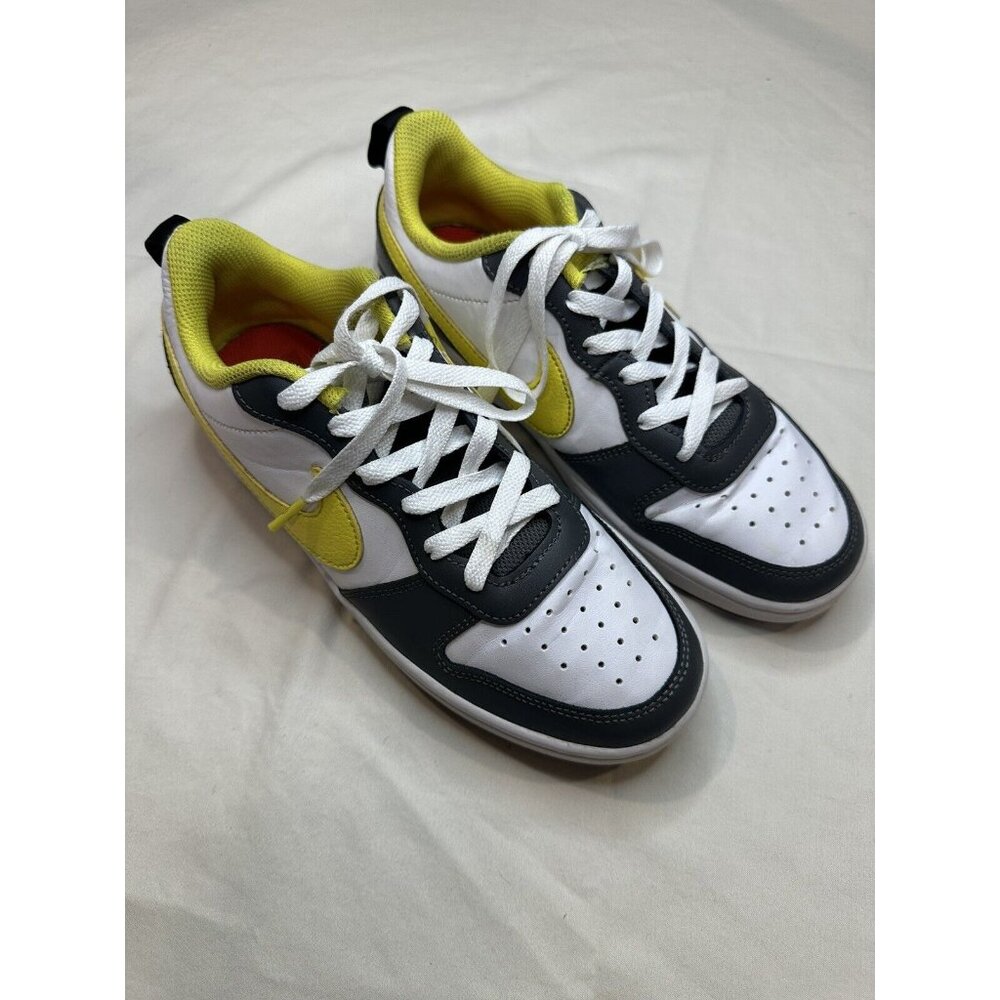 Nike Court Borough Low 2 Gray White and Yellow Smiley (GS) DO6688-100 Size 5.5YU - Picture 1 of 8